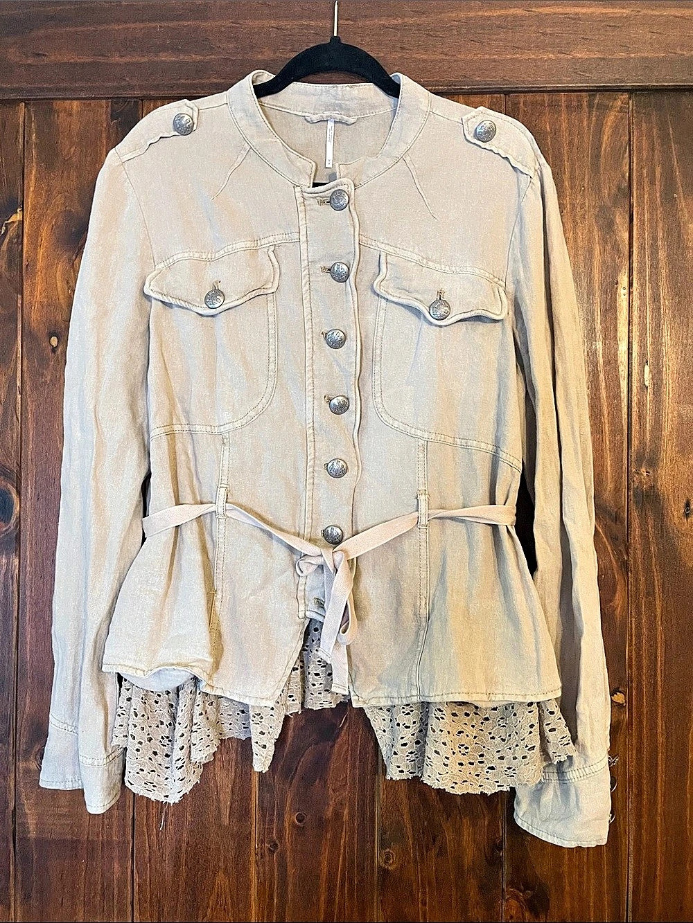 Free People Emilia Jacket Lace Hem Utility Jacket Medium